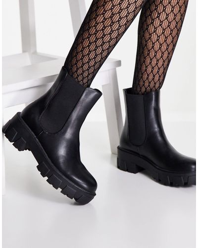 Glamorous Chelsea Boots Met Dikke Zool - Zwart