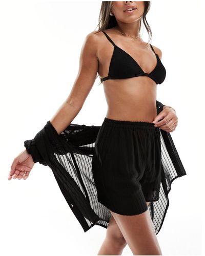 esmé studios Esmee Sheer Striped Beach Shorts - Black