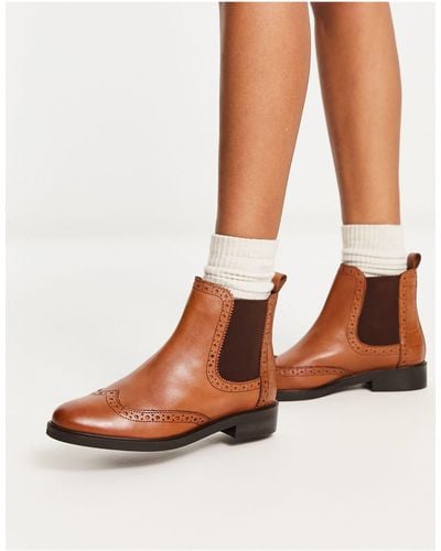 Dune London - Chelsea Boots Met Brogue-detail - Bruin