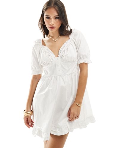 Y.A.S Sweetheart Bust Mini Dress With Frill Detail - White