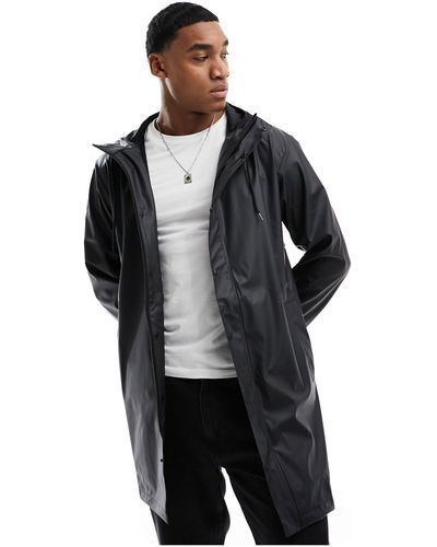 SELECTED Longline Rain Jacket With Hood - Black