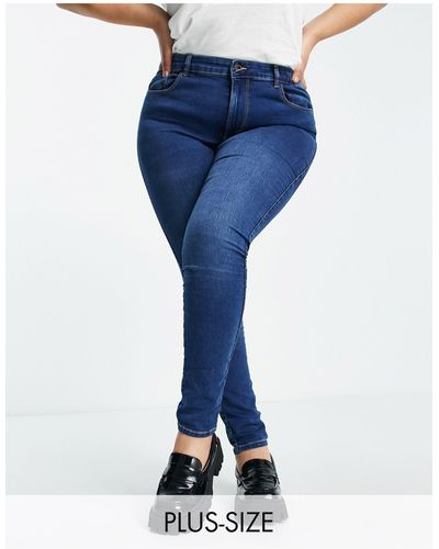 ONLY Augusta - jean skinny taille haute - moyen délavé - Bleu