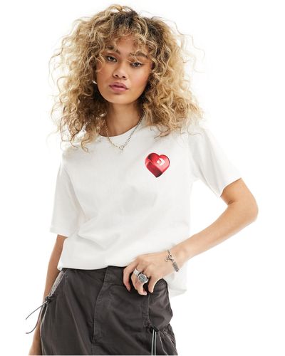 Converse T-shirt avec imprimé cœur au dos - Blanc