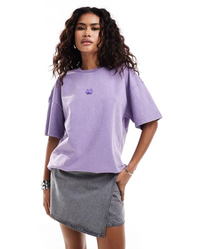 Urban Revivo Camiseta lila lavado extragrande - Morado