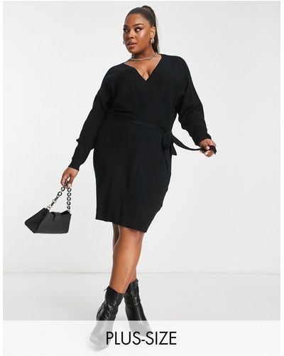 Vero Moda Wrap Front Knit Mini Dress - Black