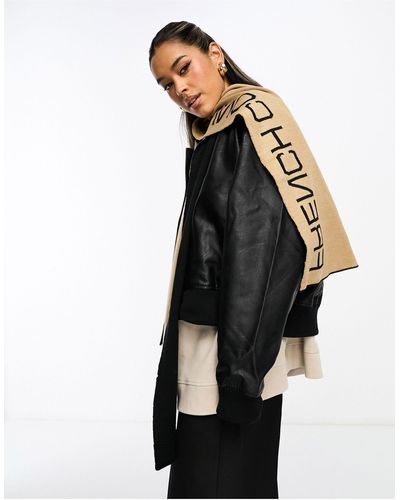 French Connection Reversible Logo Scarf - Black