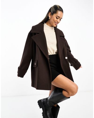 River Island Short Double Breasted Swing Coat - Black