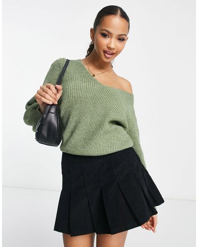 Y.A.S . Isma Voloume Sleeve Ribbed Jumper - Green