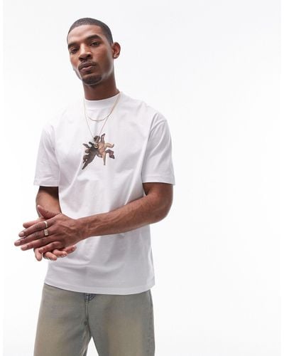 TOPMAN Extreme Oversized Fit T-shirt With Bacchus And Ariadne Print - White