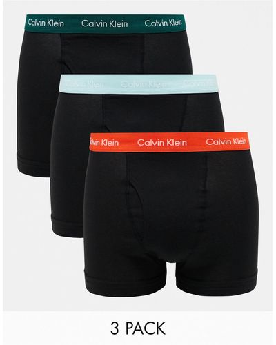 Calvin Klein Cotton Stretch Wicking Trunks 3 Pack - Black