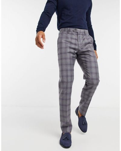 Ted Baker Dorlnt Slim Fit Debonair Check Smart Pants - Grey