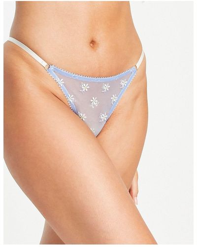 River Island Embroidered Daisy Thong - Blue