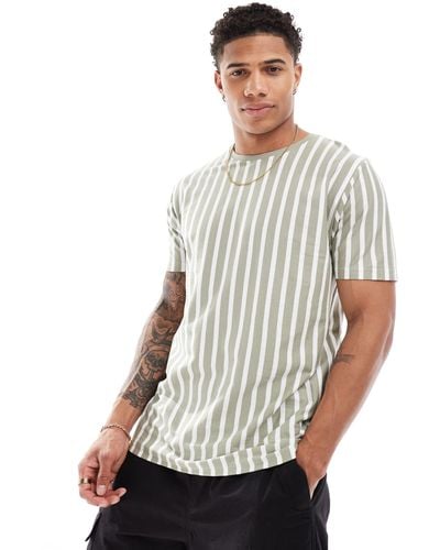 Brave Soul Verticle Stripe T-shirt - White
