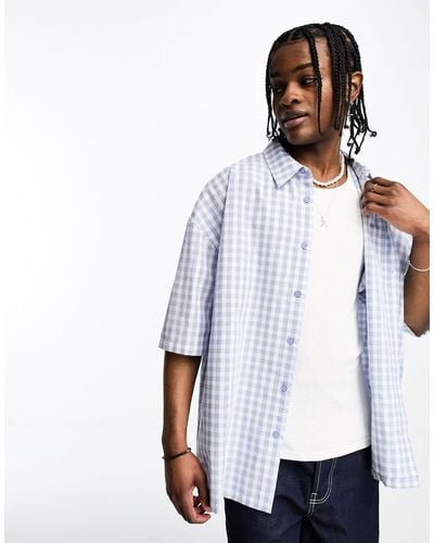 Collusion Oversized Check Short Sleeve Shirt - White