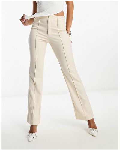 Object Pantalon stretch évasé à taille haute - crème - Blanc