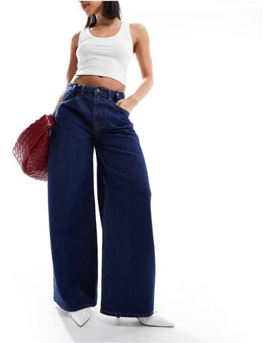 ASOS Jeans a fondo ampio con vita regolabile rinse - Blu
