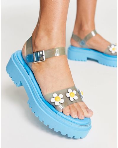 Daisy Street Exclusive Flat Sandals With Daisies - Pink