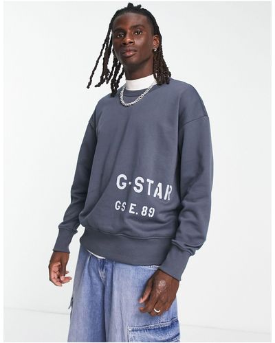 G-Star RAW Oversized Sweatshirt With Front Graphics - Blue