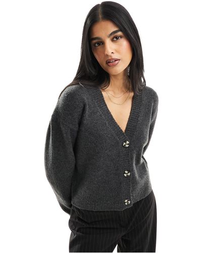 New Look Button Through Cardigan - Black