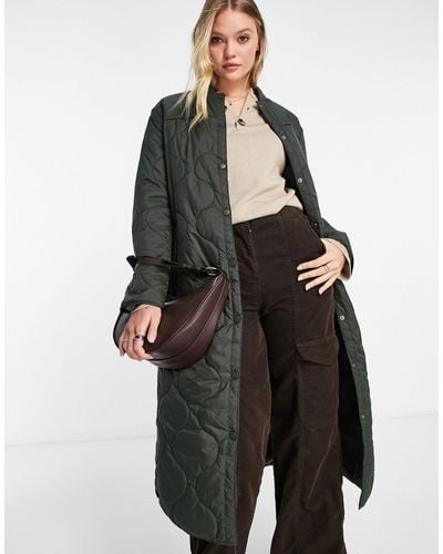 Vero Moda Maxi Quilted Coat With Snaps - Black