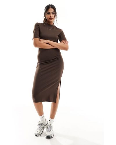 Nike Essential Mini Swoosh Midi Dress - Brown