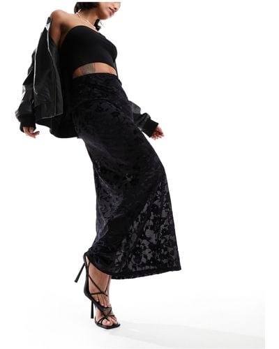 Miss Selfridge Burnout Mid Rise Maxi Skirt - Black