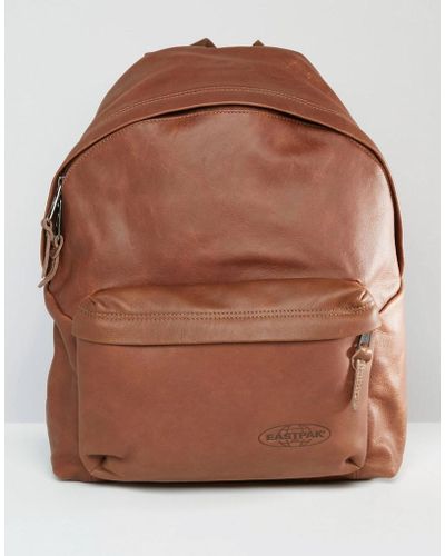 Eastpak Padded Pak R Leather Backpack - Brown