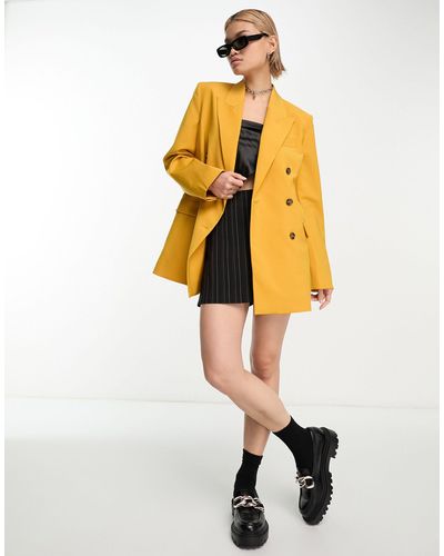& Other Stories Double Breasted Blazer - Geel