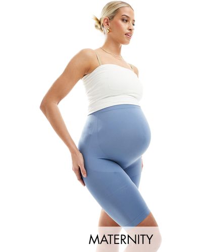 Mama.licious Pantalones cortos azul denim moldeadores con diseño por encima del vientre