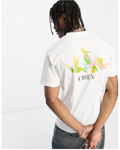 Obey Spring Birds - T-shirt Met Print Op - Wit