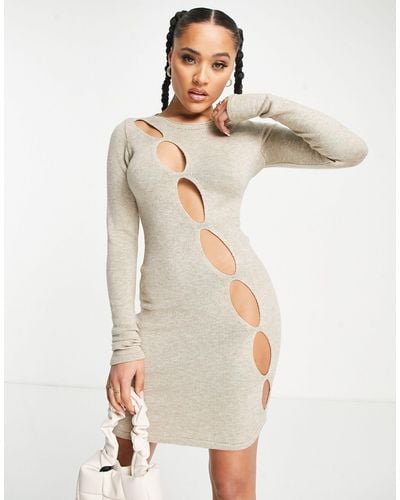 I Saw It First Knitted Asymmetric Cut Out Mini Dress - Multicolour