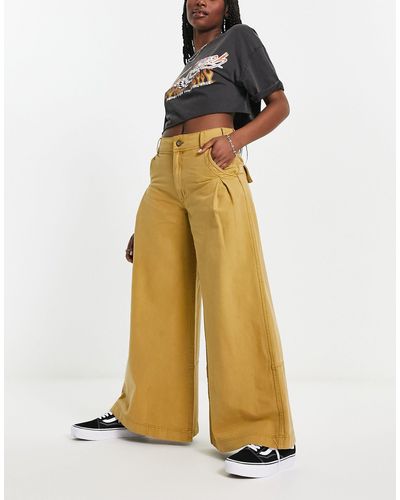 Free People Extreme Wide Leg Trousers - Yellow