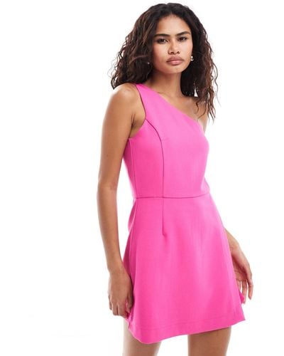 French Connection Structured One Shoulder Dress - Pink