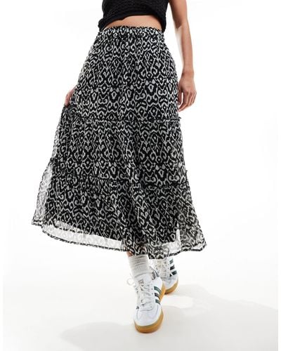 New Look Tiered Midi Skirt - Black