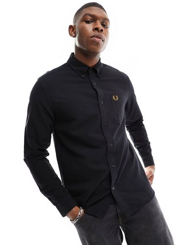 Fred Perry Long Sleeve Oxford Shirt - Black