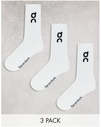 On Shoes On 3 Pack Logo Socks - White
