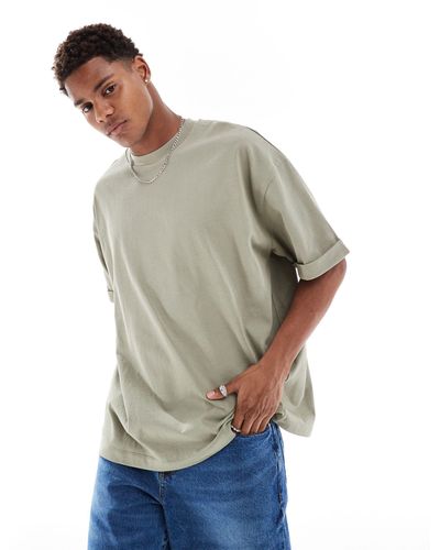 ASOS Heavyweight Oversized Fit Roll Sleeve T-shirt - Gray