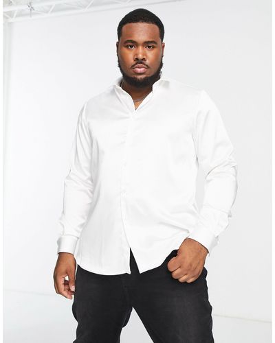 Twisted Tailor Plus Slinky Shirt - White