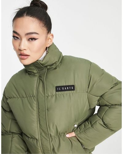 Il Sarto Puffer Jacket With Back Logo - Green