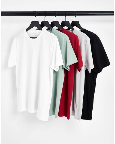 TOPMAN Set Van 5 Klassieke T-shirts - Meerkleurig
