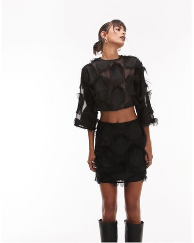 TOPSHOP Co-ord Fluffy Circle Pelmet Mini Skirt - Black