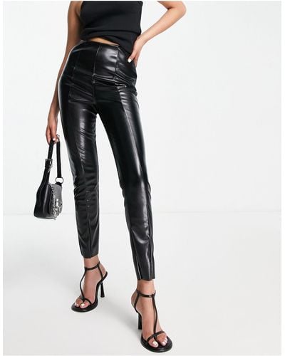 ASOS Leather Look Super Skinny Trouser - Black
