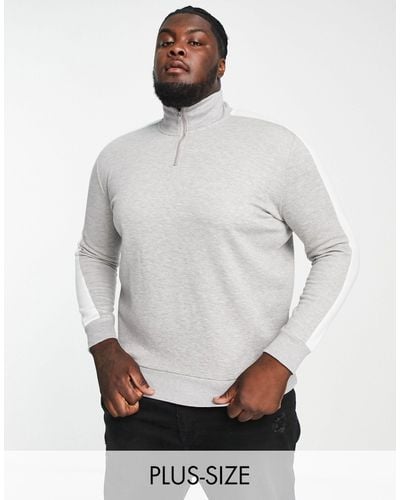 Le Breve Plus 1/2 Zip Panel Sweatshirt - Gray