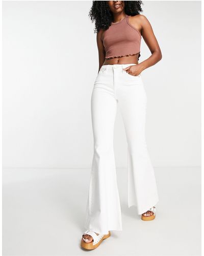 River Island Mid Rise Flare Jeans - White