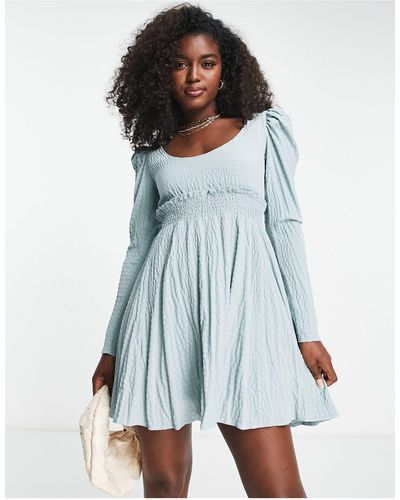 ASOS Shirred Babydoll Dress - Blue