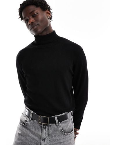 River Island Slim Roll Neck Jumper - Black