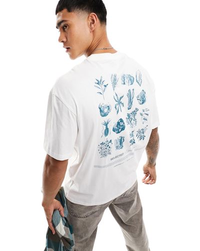 SELECTED Oversized T-shirt With National History Museum Back Print - White