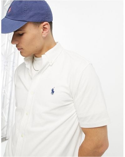 Polo Ralph Lauren Chemise manches courtes en piqué à logo emblématique - Blanc