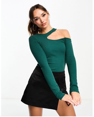 EDITED Long Sleeve Cut-out Knitted Top - Green