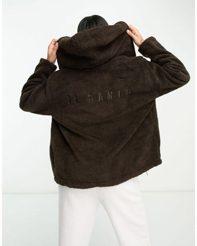 Il Sarto Oversized Borg Jacket With Hood - Black